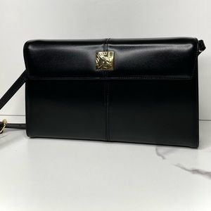 Vintage YSL BLACK leather crossbody bag comes with COA